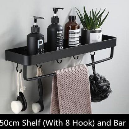 Zwart aluminium wandrek met strak design – ALUNERO SHELF - Glamorix