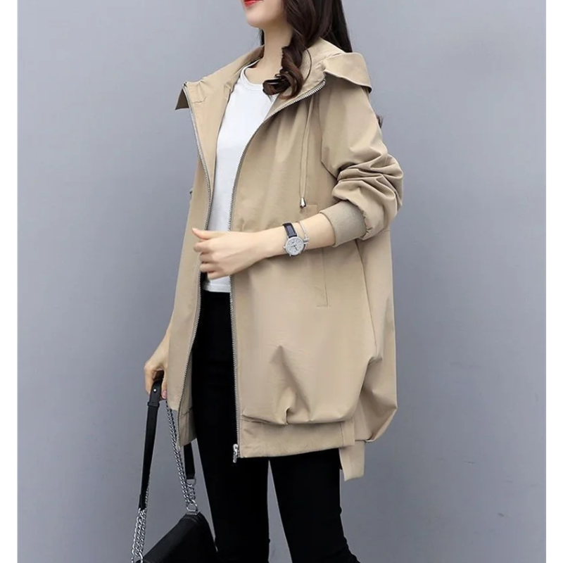 SIENNA - Casual trenchcoat met trekkoord, capuchon en oversized pasvorm voor dames