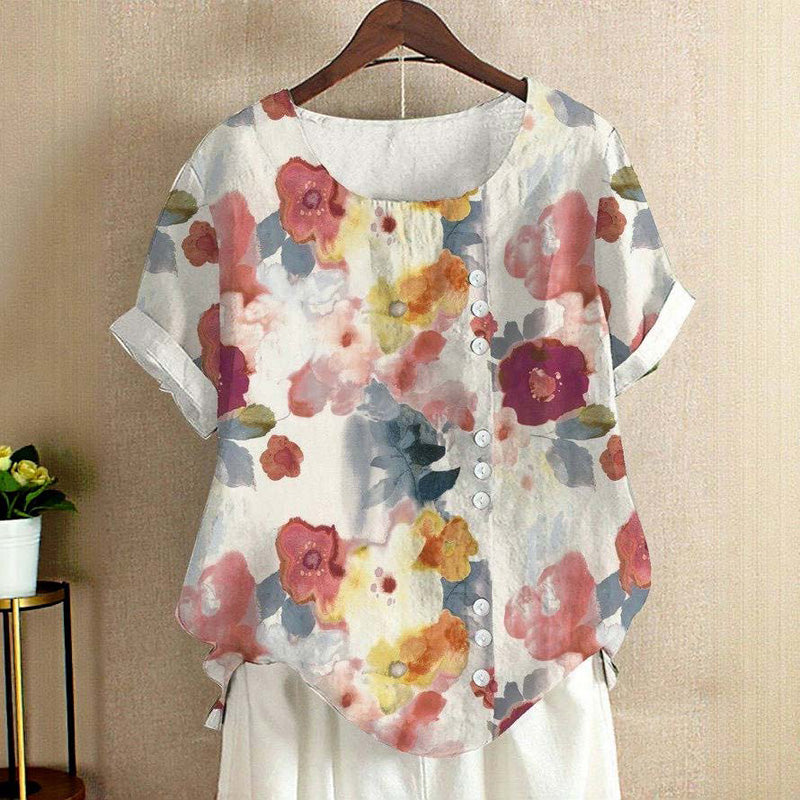 Luchtige dames top met bloemenprint en vrouwelijke pasvorm – FLORA BLOOM - Glamorix