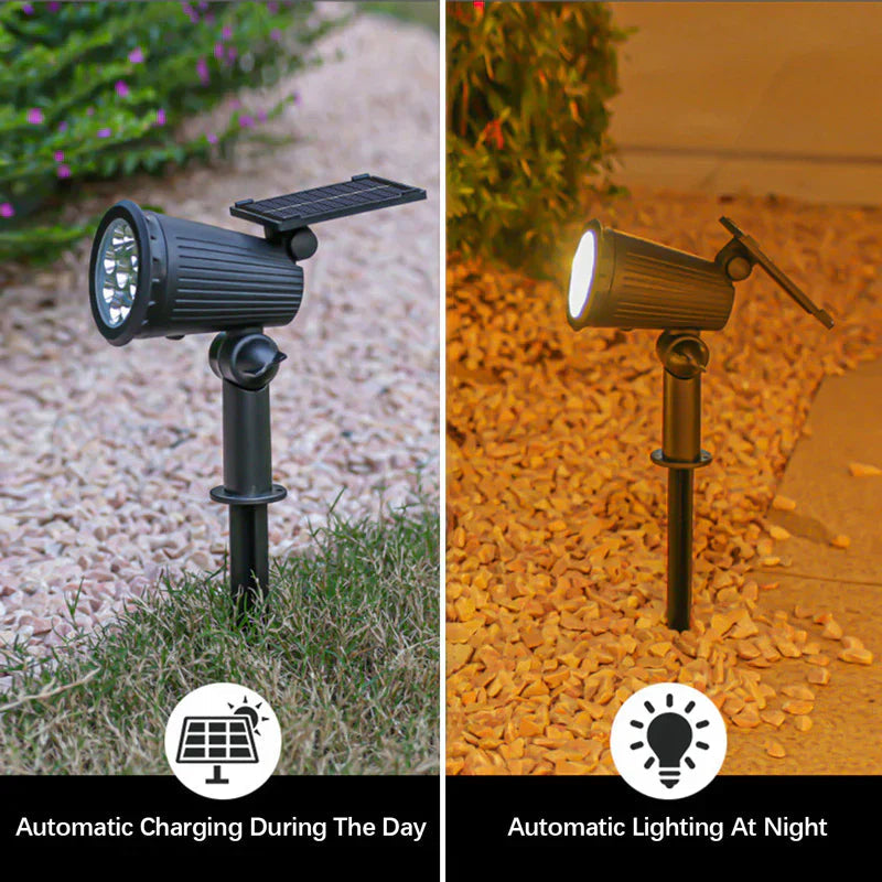 Zon-gevoede LED tuinschijnwerper met 9 kleuren – SOLARLUX GARDEN SPOT - Glamorix
