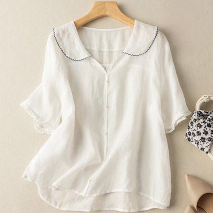 Bodil - Kraagtop met knoopsluiting voor dames - Glamorix
