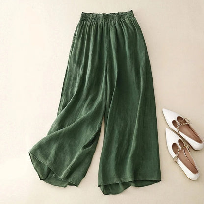 Assunta - Wijde damesbroek met hoge taille en elastische band - Glamorix