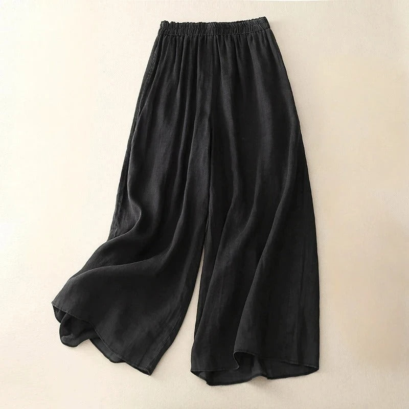 Assunta - Wijde damesbroek met hoge taille en elastische band - Glamorix