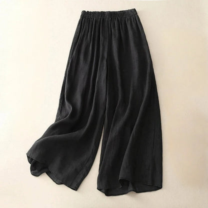 Assunta - Wijde damesbroek met hoge taille en elastische band - Glamorix