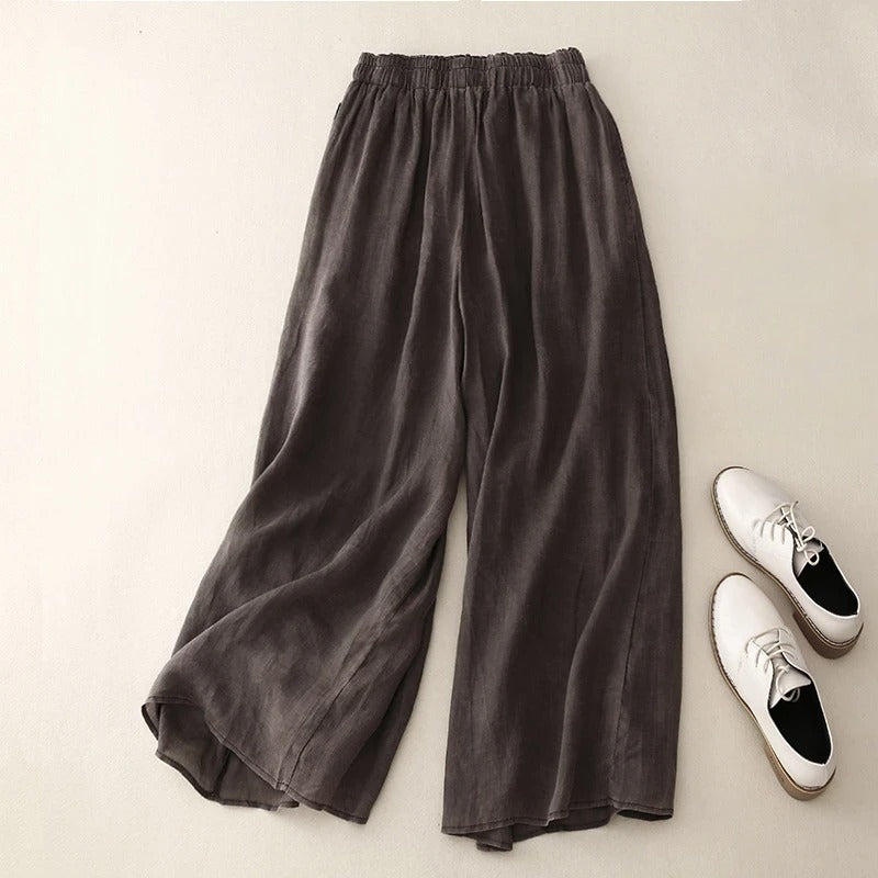 Assunta - Wijde damesbroek met hoge taille en elastische band - Glamorix