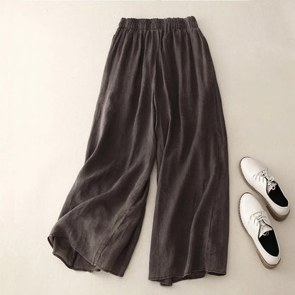 Assunta - Wijde damesbroek met hoge taille en elastische band - Glamorix