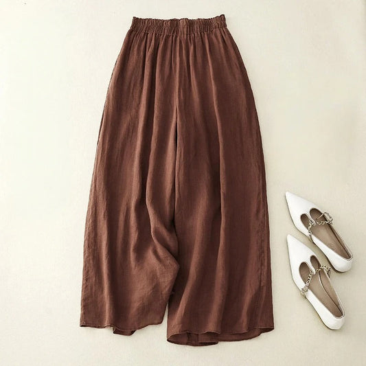 Assunta - Wijde damesbroek met hoge taille en elastische band - Glamorix