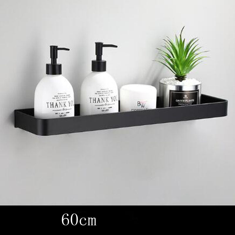 Zwart aluminium wandrek met strak design – ALUNERO SHELF - Glamorix