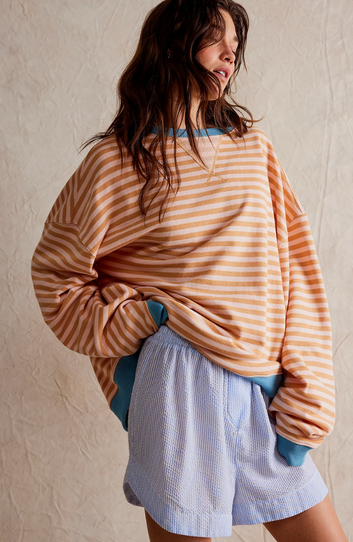 EMMA - Oversized gestreepte trui met geribde boorden voor dames