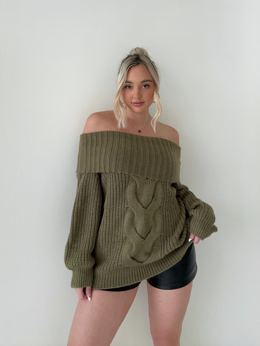 FALLCHIC - Off-The-Shoulder Gebreide Pullover voor een Stijlvolle Herfstlook