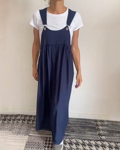 Zomerse Damesjurk met Brede Bandjes en Vloeiende Pasvorm – LUNA ELEGANTE - Glamorix