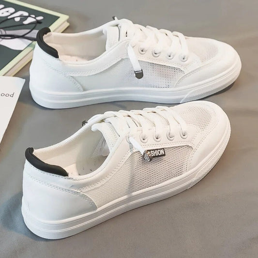 Dames lage sneakers met meshpanelen en vetersluiting – KAIA BREEZE - Glamorix