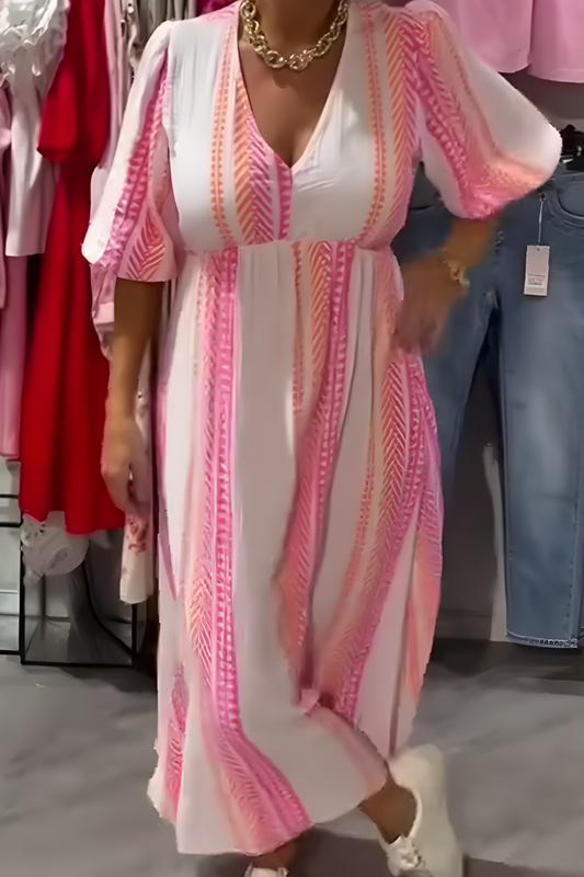 Zwierige dames zomerjurk met V-hals en elegante beweging – DELIA BREEZE - Glamorix