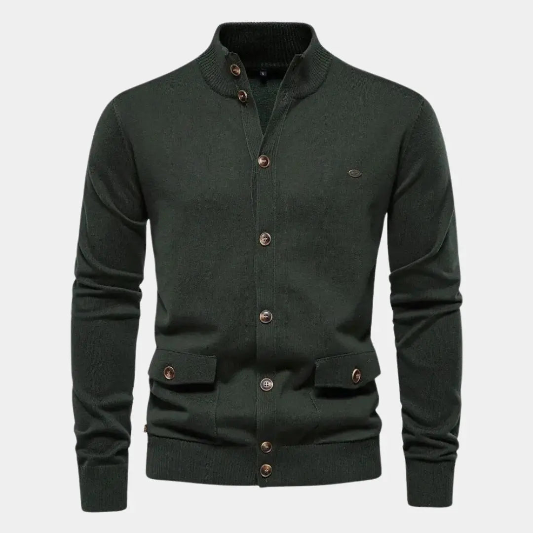 Gebreid herenvest met knoopsluiting en praktische zakken – LORVEN - Glamorix