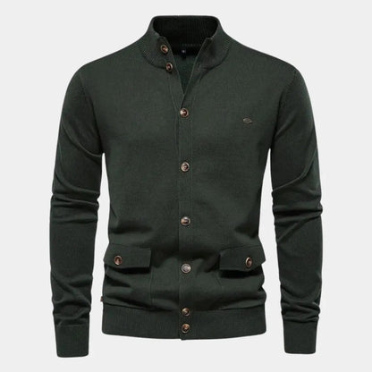 Gebreid herenvest met knoopsluiting en praktische zakken – LORVEN - Glamorix