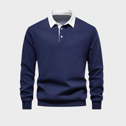 EMMETT - Lange mouwen poloshirt met contrasterende kraag voor een verfijnde look