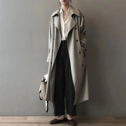 ISABELLA - Oversized trenchcoat met dubbele knoopsluiting en lange relaxte pasvorm voor dames