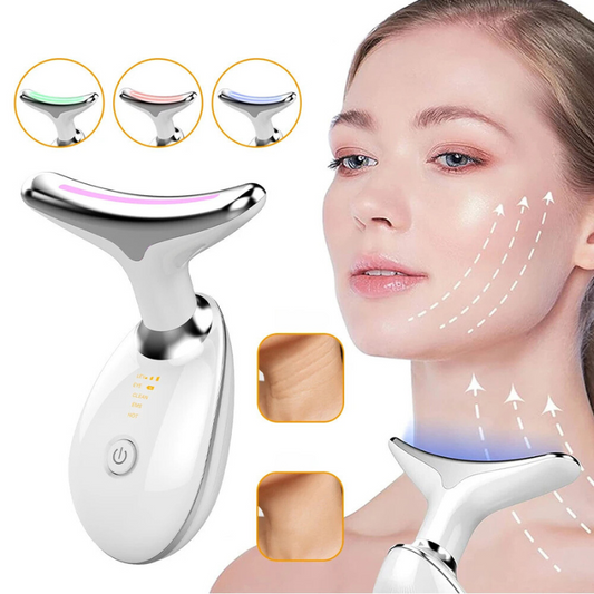 EMS hals- en gezichtsmassager met LED huidverstrakking – LIFTURA AGEDEFY - Glamorix