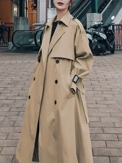 ISADORA - Elegante dames trenchcoat met ceintuur, oversized mouwen en dubbele rij knopen