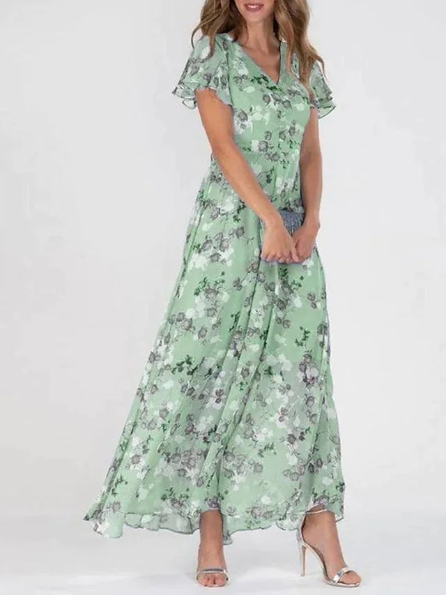 Zomerse Maxi Jurk met A-lijn Silhouet en Comfortabele Pasvorm voor Dames – LUNA FLOW - Glamorix