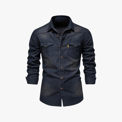 Denim overhemd met lange mouwen voor heren – LUCAS