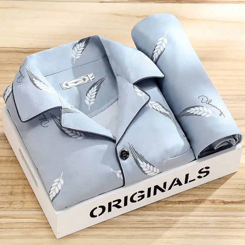 JULIEN - Stijlvolle heren pyjamaset met overhemd en knoopsluiting