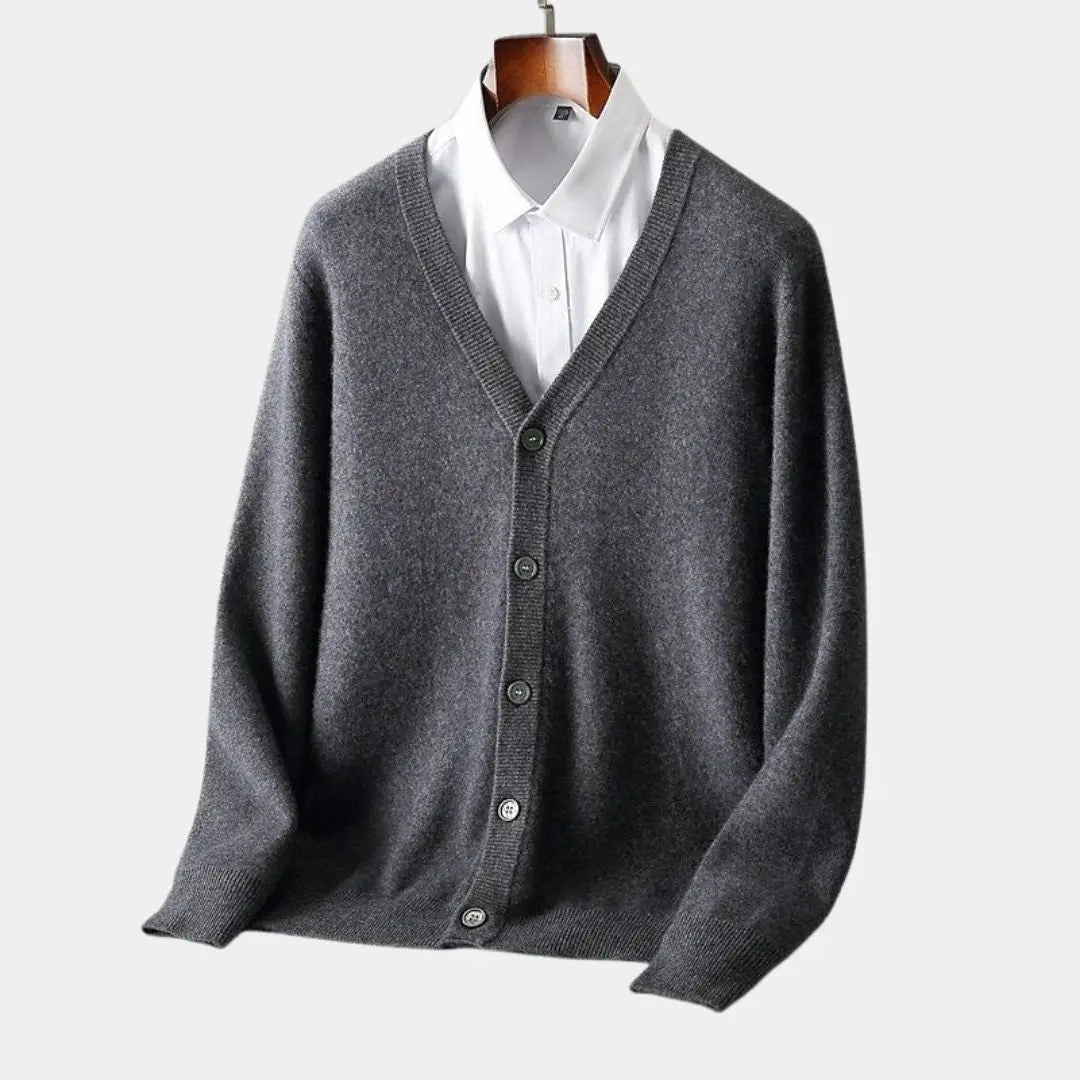 Gebreid heren vest met knoopsluiting en klassieke fit – DOVAREN - Glamorix