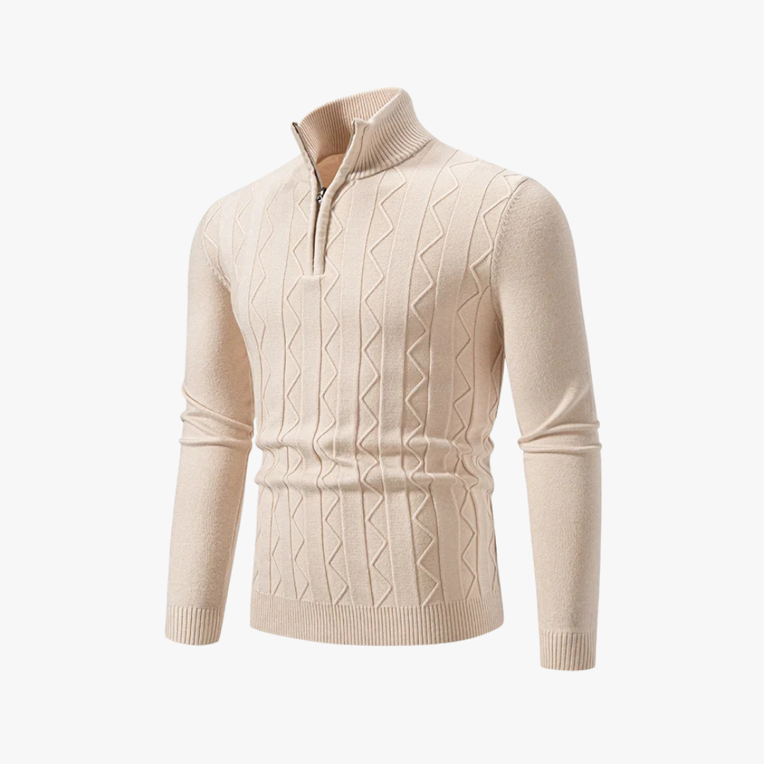 Gebreide heren trui met halve rits en tijdloze stijl – LESTON - Glamorix