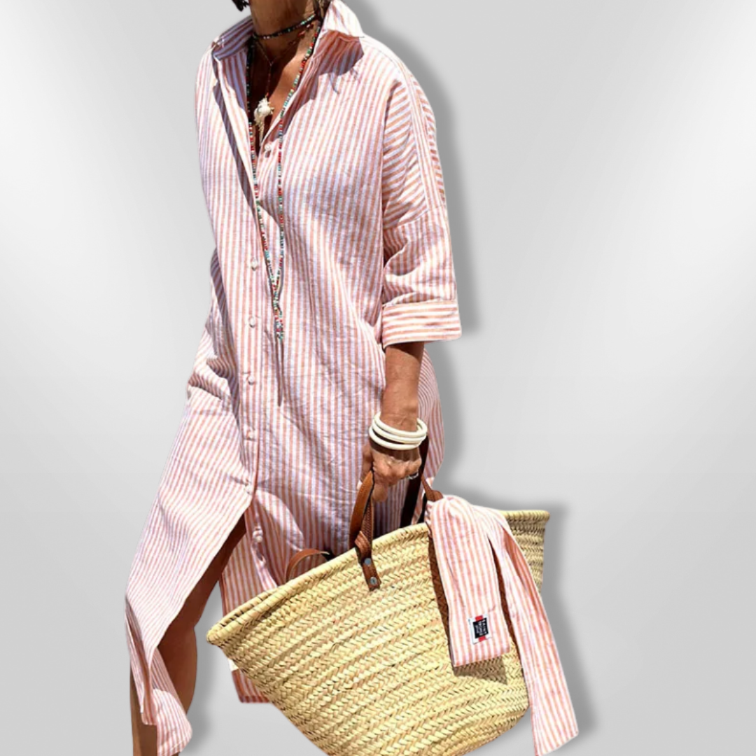 LYONNE – Gestreepte overhemdjurk met moderne snit en tijdloze klasse