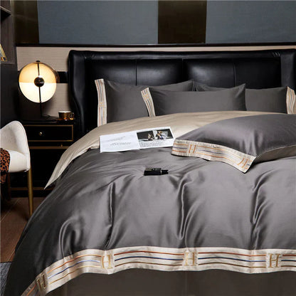 RoyalSilk - Premium Satijnen Katoen Geborduurd Beddengoed Set