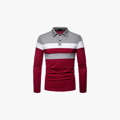 DAMIEN - Gestreept poloshirt met lange mouwen voor heren