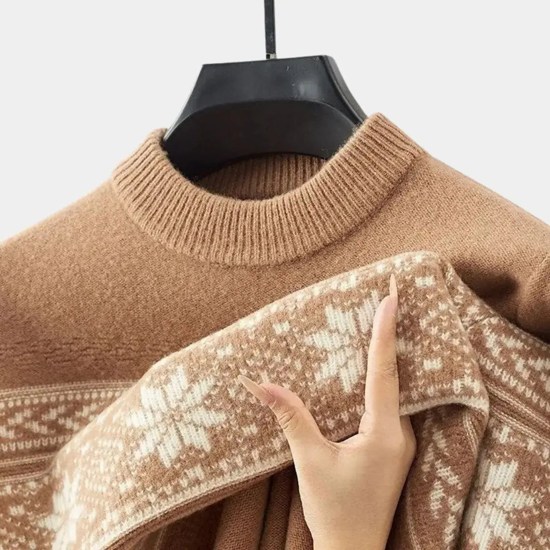 Gebreide herentrui met ronde hals en comfortabele pasvorm – MAREON - Glamorix