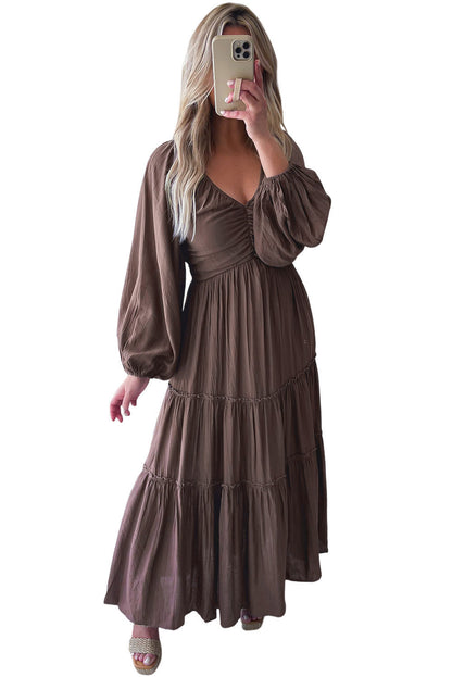 Elegante Maxi Jurk met V Hals en Strikdetail voor Avondgelegenheden – ISABELLA GLAM - Glamorix