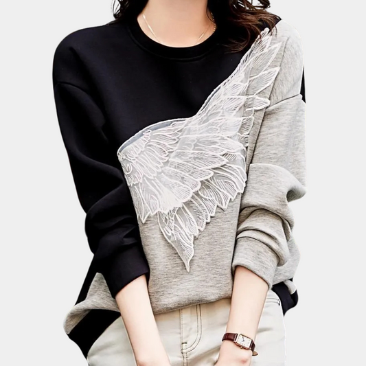 Trendy dames sweatshirt met colorblock design – NUVORA - Glamorix