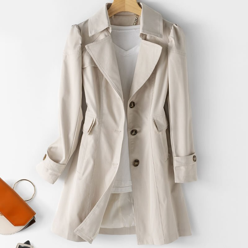 CITYLINE – Enkelknoops Trenchcoat met Gewatteerde Schouders voor Dames