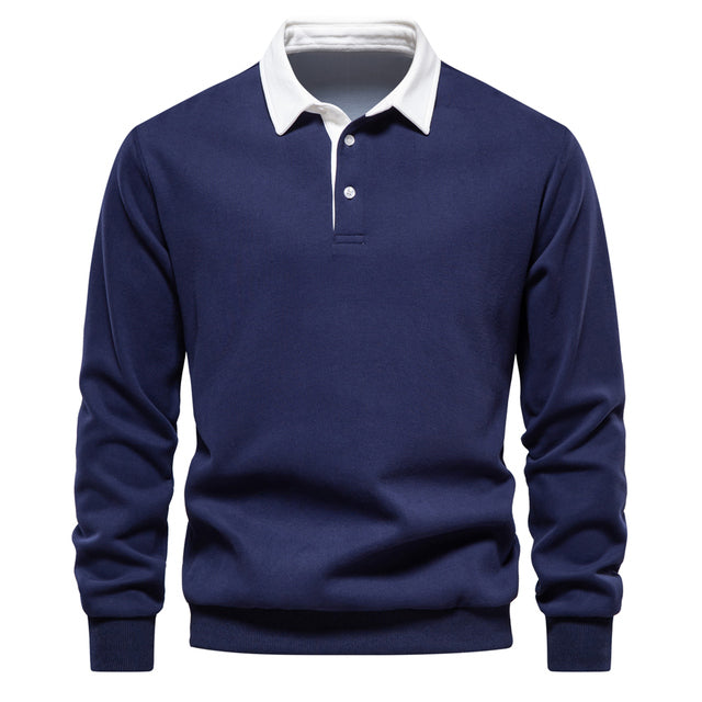 EMMETT - Lange mouwen poloshirt met contrasterende kraag voor een verfijnde look