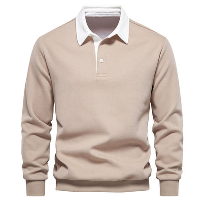 EMMETT - Lange mouwen poloshirt met contrasterende kraag voor een verfijnde look