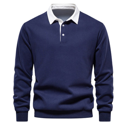 BRADEN – Poloshirt met lange mouwen en contrasterende kraag voor een klassieke en verfijnde look