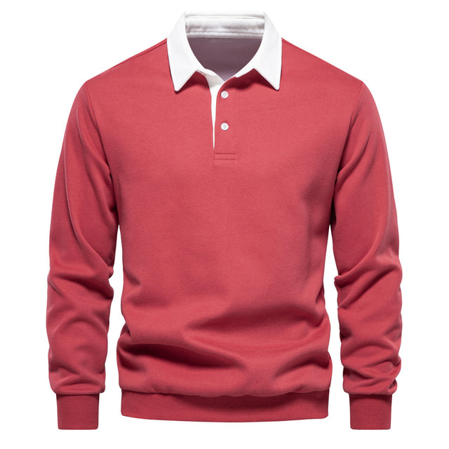 EMMETT - Lange mouwen poloshirt met contrasterende kraag voor een verfijnde look