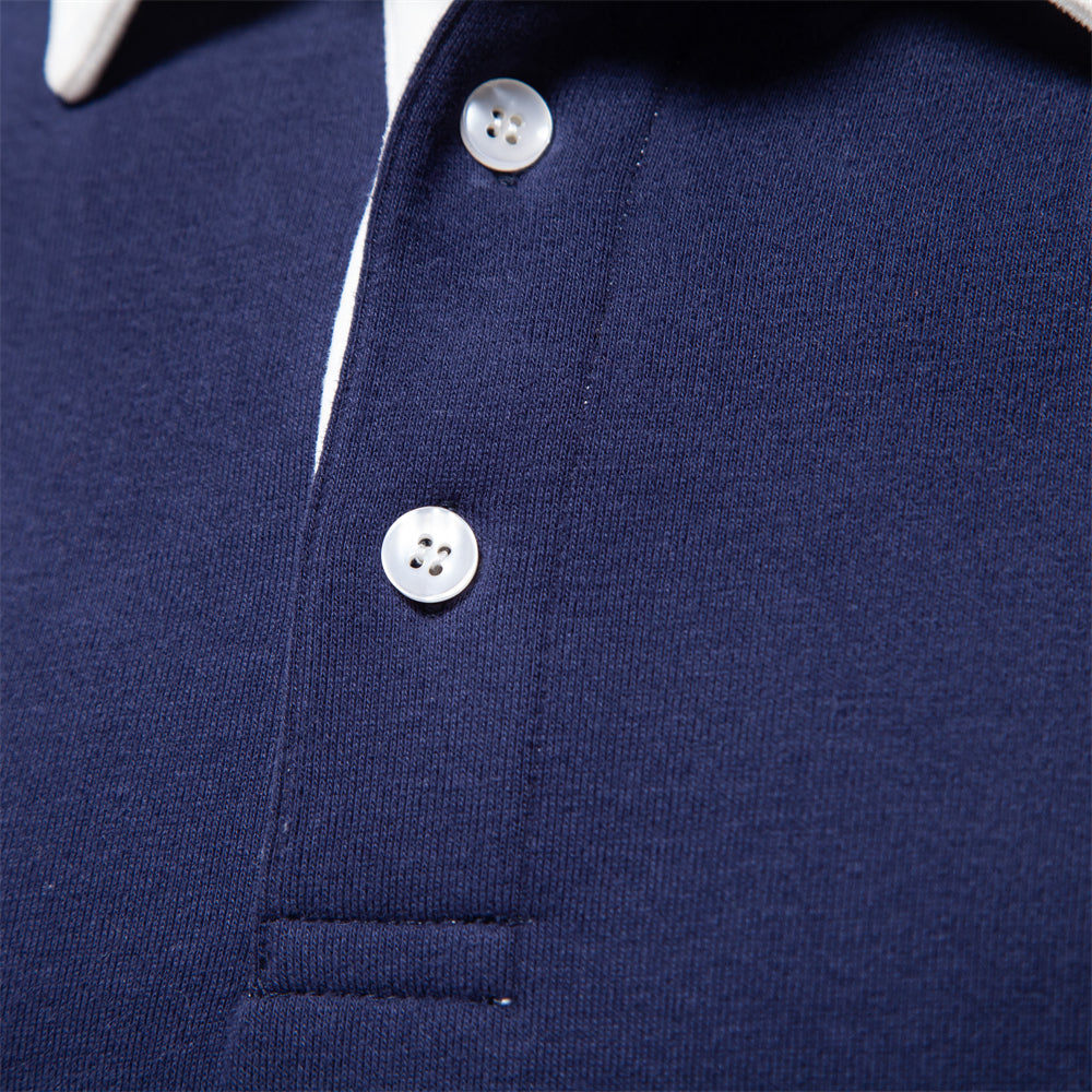 EMMETT - Lange mouwen poloshirt met contrasterende kraag voor een verfijnde look