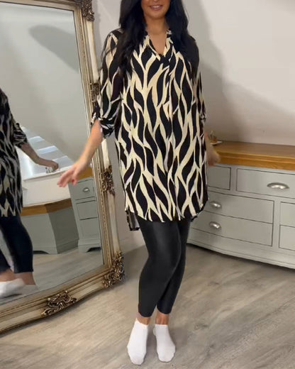 Luxe dames tuniek met grafisch patroon en elegante flow – AYANA VIBE - Glamorix