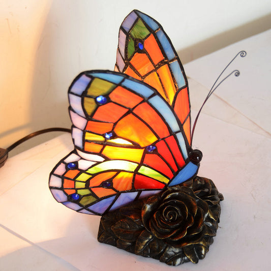 BUTTERGLOW - Sfeervolle nachtkastlamp met vlindervormige kap en rozenbasis