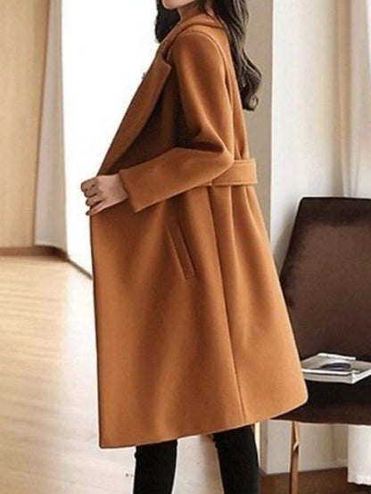 ELEGANZA - Luxe Damesmantel met Riem in Trenchcoat Stijl