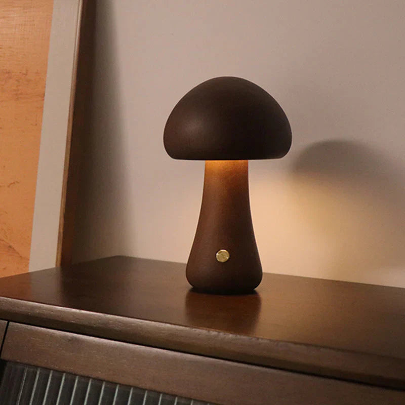 WoodGlow - Houten Paddenstoelvormig LED Nachtlampje