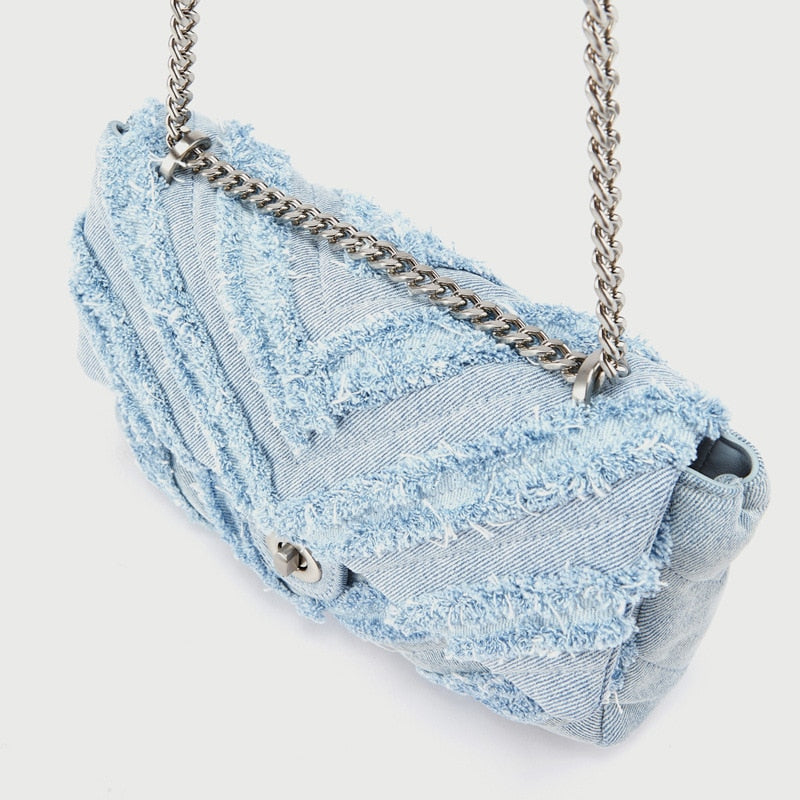 Trendy denim kettingtas voor dames – Celina DenimCharm - Glamorix