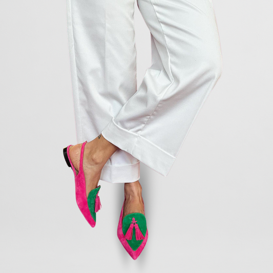Dames slingback loafers met puntneus en kwastdetails – NELINA - Glamorix