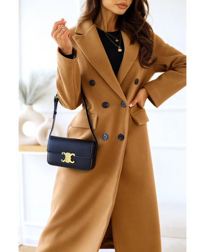 LIVIA - Elegante lange trenchcoat voor dames met dubbele knoopsluiting en getailleerde pasvorm