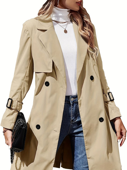 CELINA - Enkelzijdige dames trenchcoat met ingesneden revers en gespsluitingen