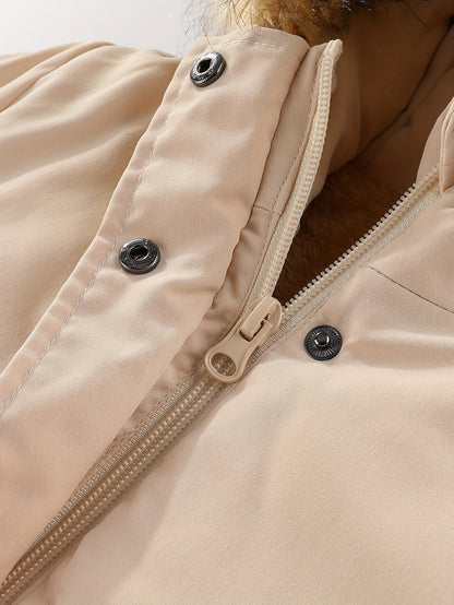 Jezen - Gewatteerde Winterparka met Imitatiebont voor Meisjes