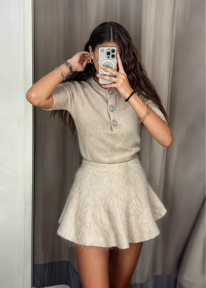 Gebreide dames set met warme top en rok – LURENA - Glamorix